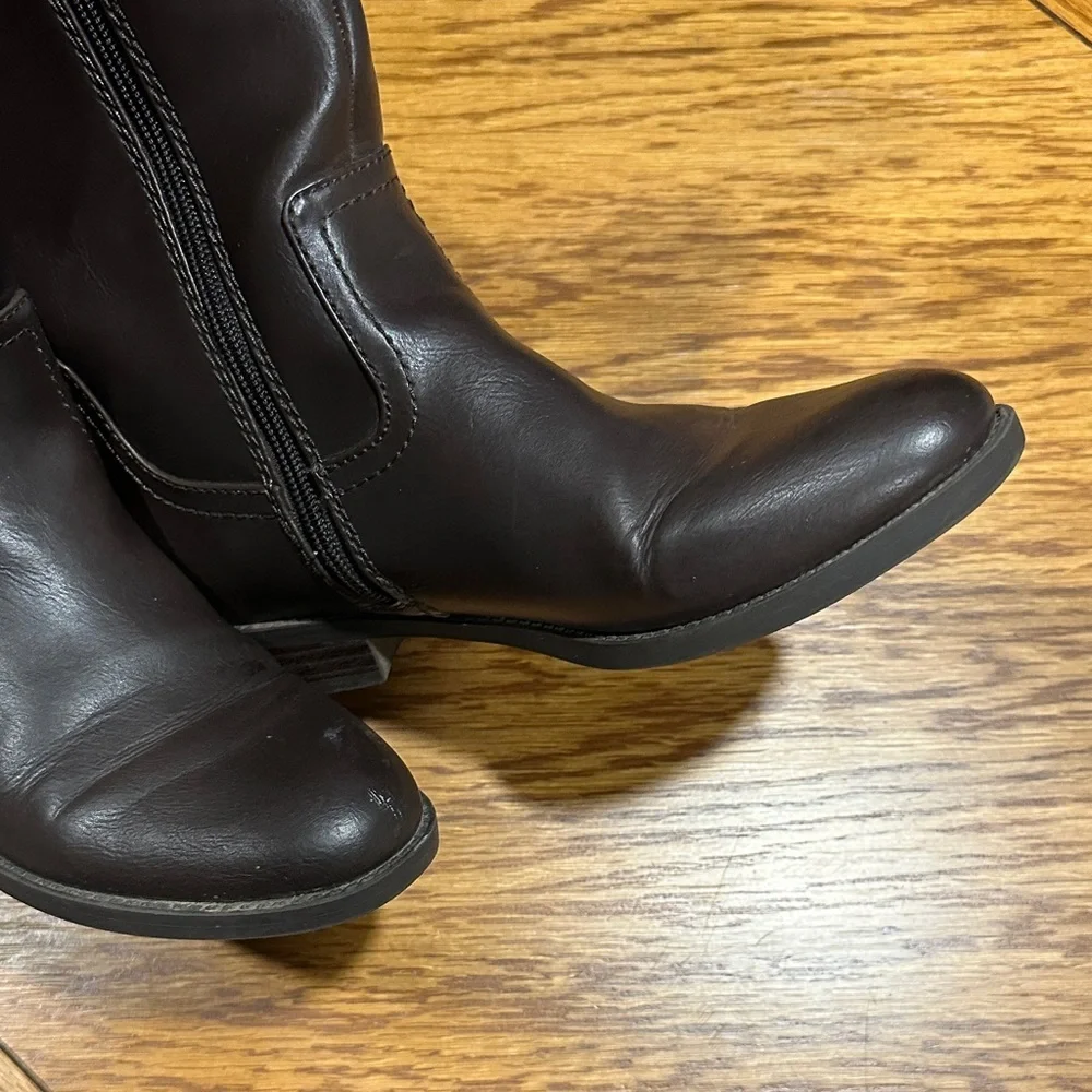 *TOMMY HILFIGER* Brown x Gold Knee-High Riding Boots Size 6.5